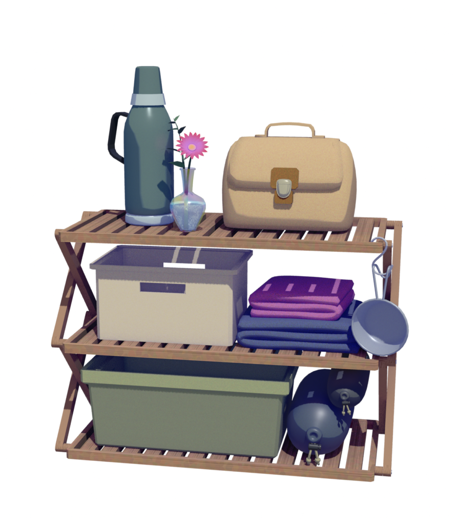 キャンプ用品+収納棚