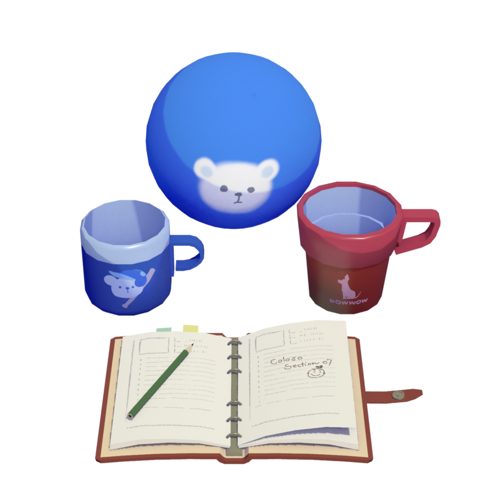 ボールとマグカップとシステム手帳